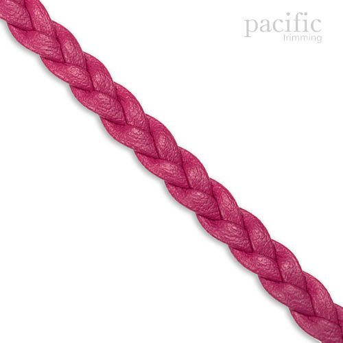 5mm 3-Ply Flat Braided Leather Cord Hot Pink
