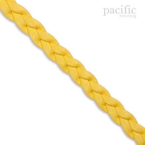 5mm 3-Ply Flat Braided Leather Cord Yellow
