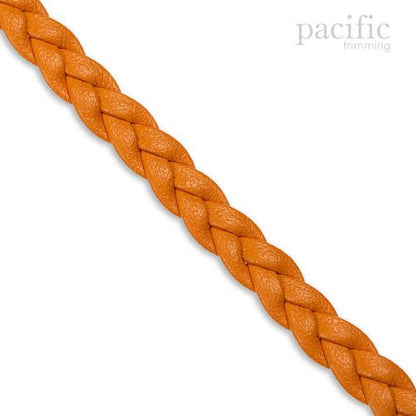 5mm 3-Ply Flat Braided Leather Cord Orange