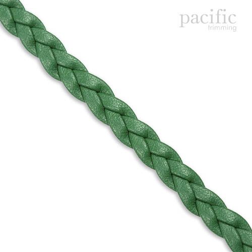 5mm 3-Ply Flat Braided Leather Cord Green