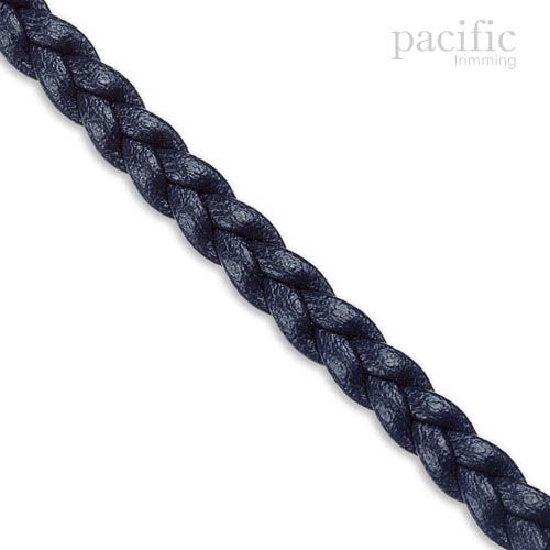 5mm 3-Ply Flat Braided Leather Cord Navy
