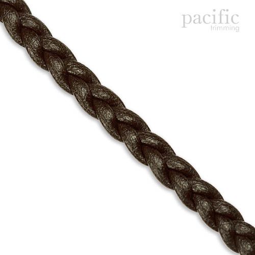 5mm 3-Ply Flat Braided Leather Cord Dark Olive