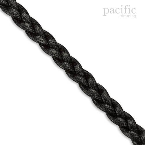 5mm 3-Ply Flat Braided Leather Cord Black
