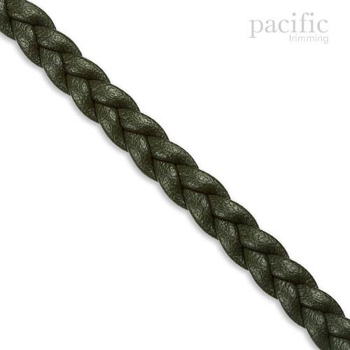 5mm 3-Ply Flat Braided Leather Cord Dark Green
