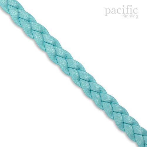 5mm 3-Ply Flat Braided Leather Cord Blue
