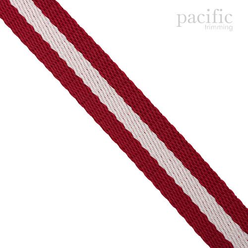 20mm Striped Polyester Webbing Red/White