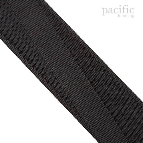 1.5 Inch Diagonal Striped Polyester Webbing Black