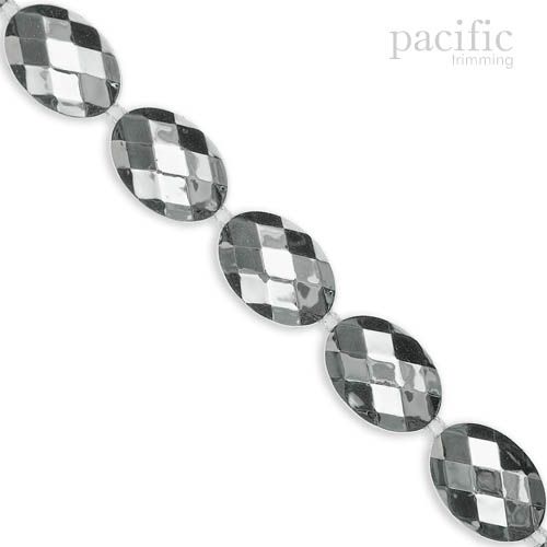 0.5 Inch Plastic Round Jewel Trim Silver