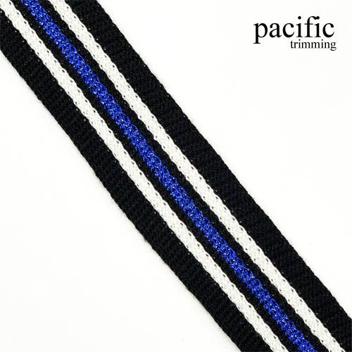 1 Inch Blue/White and Black Stripe