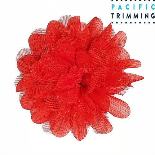 5 Inch Beautiful Floral Appliques Red