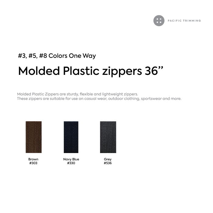 #3, #5, #8 Colors One Way Molded Plastic Zipper Color Chart