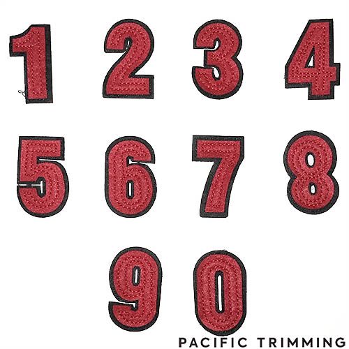 2.63 Inch Fabric Number Patches Red