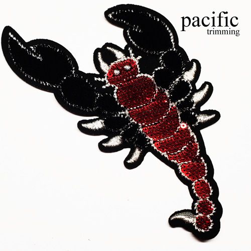 4.88 Inch Embroidered Scorpion Patch Sew On Red/Black