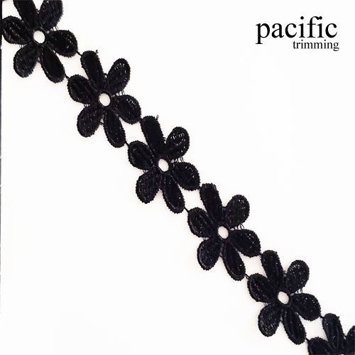 1.13 inch Polyester Lace Trim Black