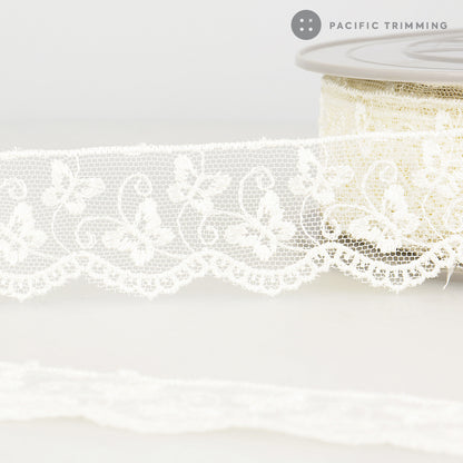 Premium Quality 1 3/8", 2 1/16" Butterfly Embroidered Lace