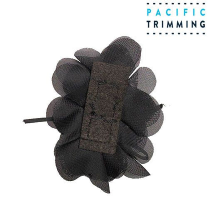 4 Inch Beautiful Floral Appliques with Rhinestone Black