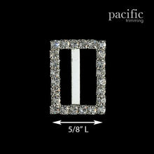 Load image into Gallery viewer, 0.63 Inch Rectangle Rhinestone Slider Silver
