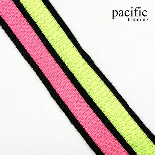 1.13 Inch Black with Neon Stripe Neon Yellow/Neon Pink