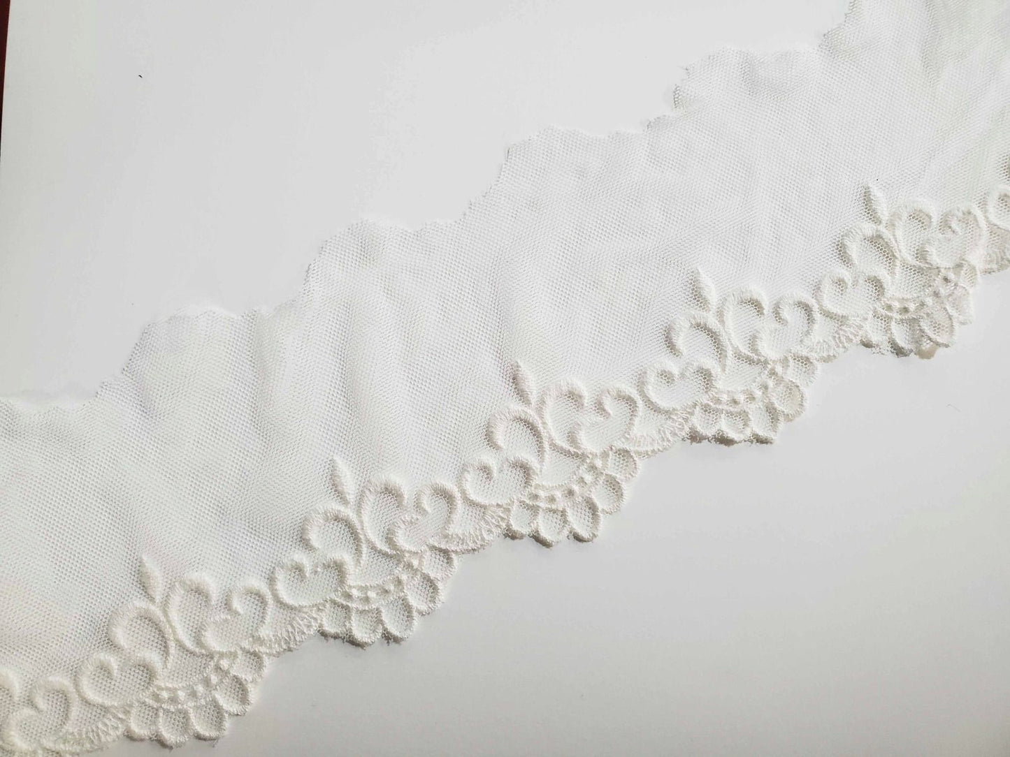 3.5 Inch Sheer White Lace Trim 