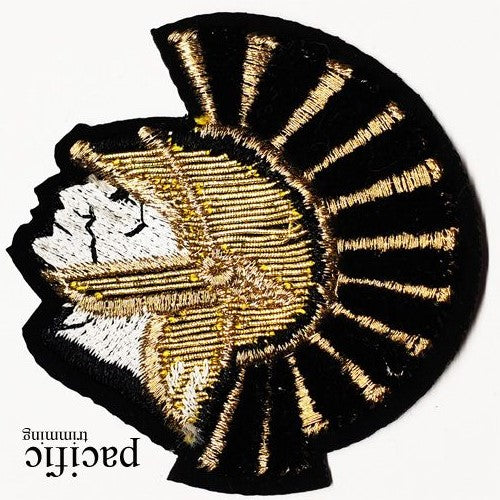 2.88 Inch Embroidery Trojan Head Iron Patch Black/Gold