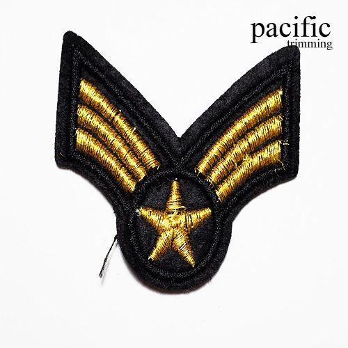 1.75 Inch Embroidery Medal Patch Sew On Black/Gold