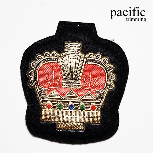 2 Inch Embroidery Crown Patch Sew On Black/Red