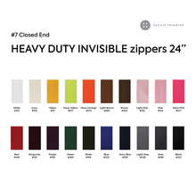 Load image into Gallery viewer, #7 Closed End Heavy Duty Invisible Zipper 24 Inch Color Chart
