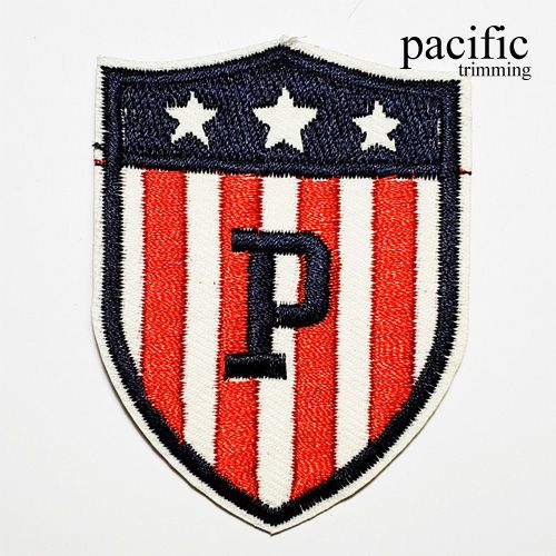 2 Inch Flag Badge Patch Iron On Navy/Red/White