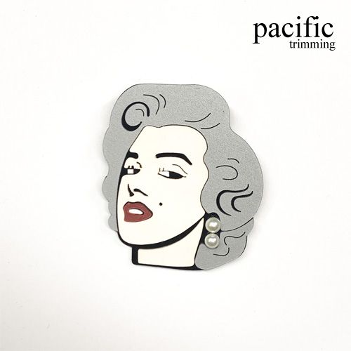 2.75 Inch Acrylic Marilyn Monroe Patch White/Gray