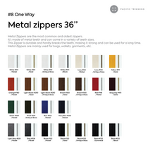 Load image into Gallery viewer, #8 One Way Metal Teeth Zipper 36 Inch Color Chart
