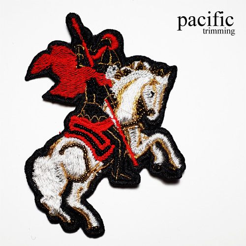 4.25 Inch Horse Patch Sew On Red/White