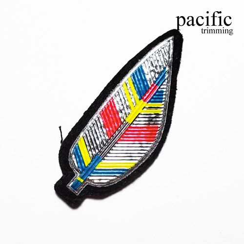 2.38 Inch Leaf Patch Sew On Silver/Blue/Red/Yellow