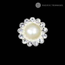 Load image into Gallery viewer, Dome Shape Faux Pearl Rhinestone Shank Button BU190707 
