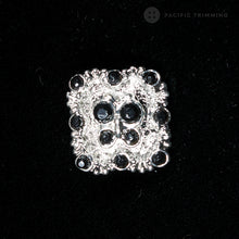 Load image into Gallery viewer, Square Shape Butterfly Black Rhinestone Shank Button BU190788
