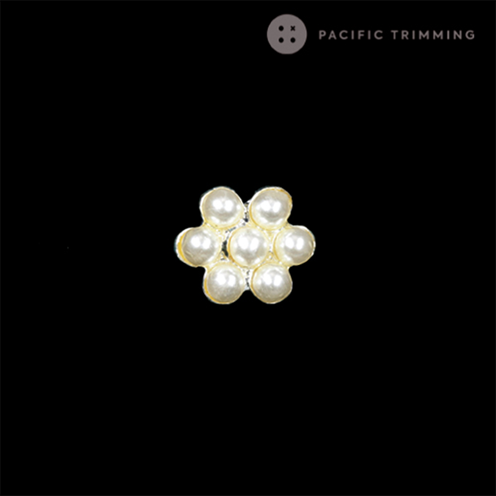 Flower Shape Faux Pearl Shank Button BU190800