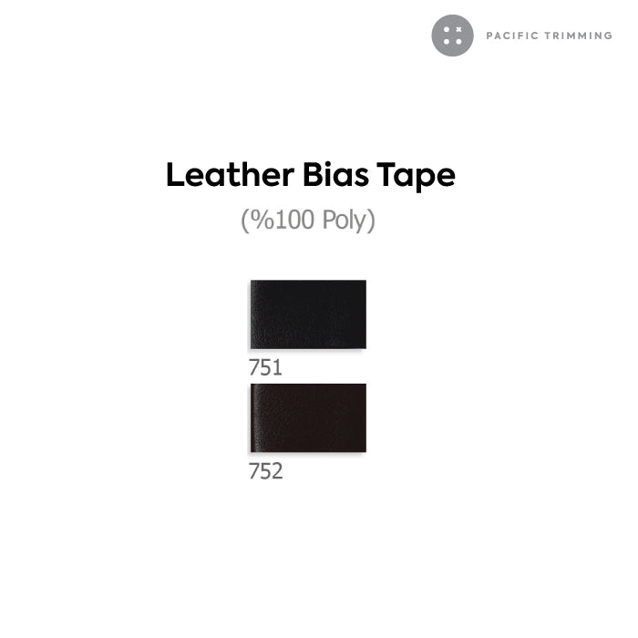 Biyelli 3/4" Leather Bias Tape Black