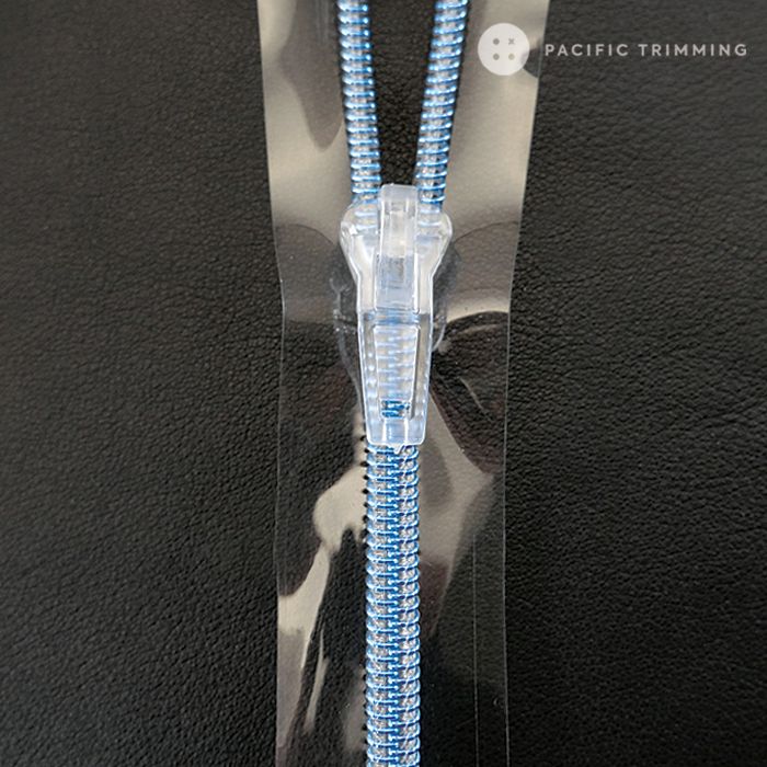 #7 PVC Transparent Tape Water Repellent Metallic Nylon Coil Zipper