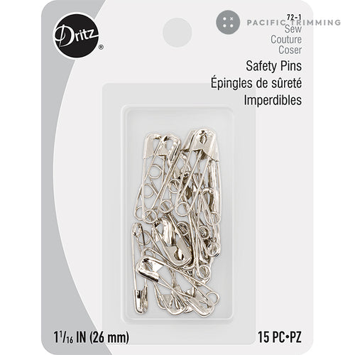 Dritz 1-1/16 inch Curved Safety Pins, Nickel, 300 pc