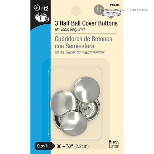 Dritz 7/8 Inch 3 Half Ball Cover Buttons - 3pc
