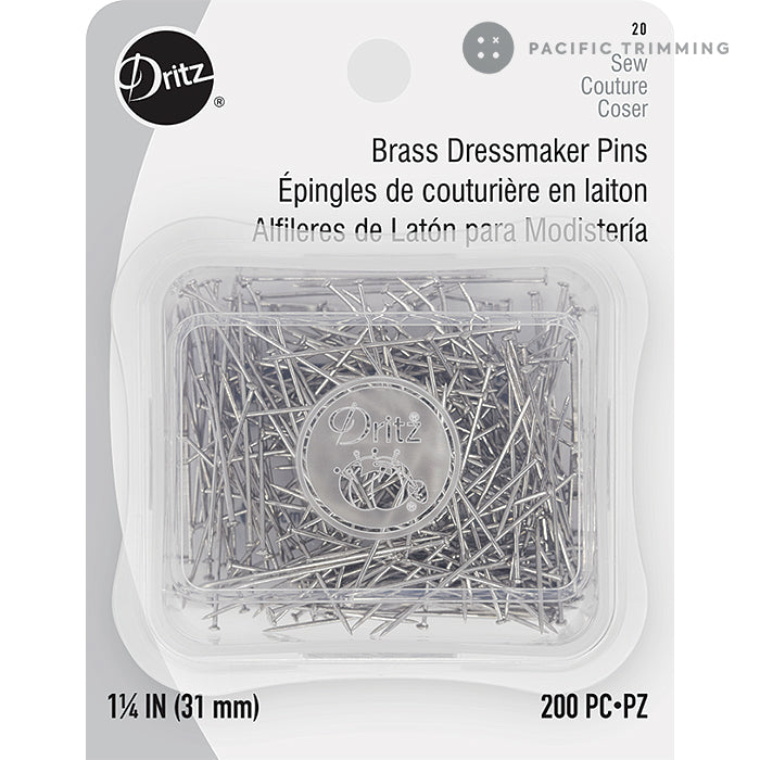Dritz 1 1/4 Inch Brass Dressmaker Pins - 200pc