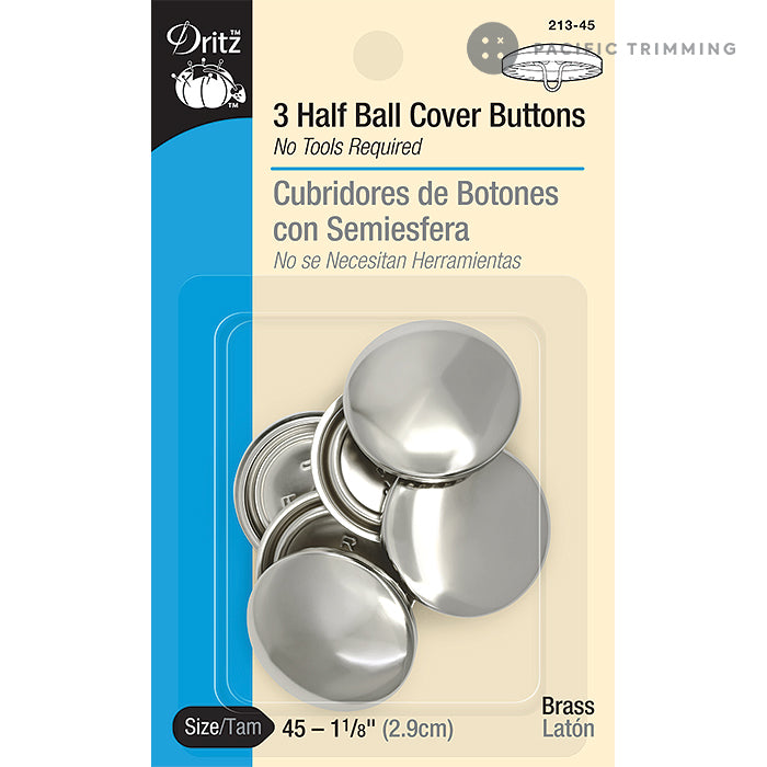 Dritz 1 1/8 Inch 3 Half Ball Cover Buttons - 3pc