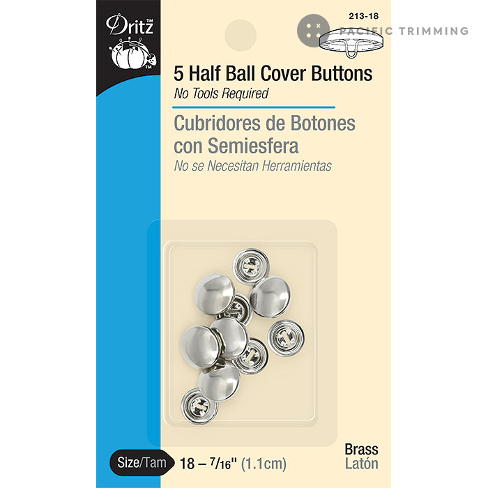 Dritz 7/16 Inch 5 Half Ball Cover Buttons - 5pc