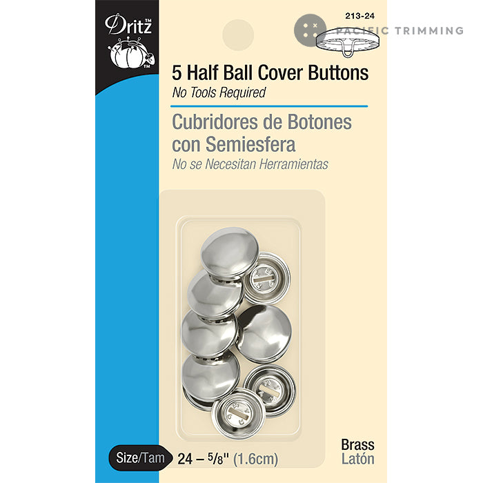 Dritz 5/8 Inch 5 Half Ball Cover Buttons - 5pc