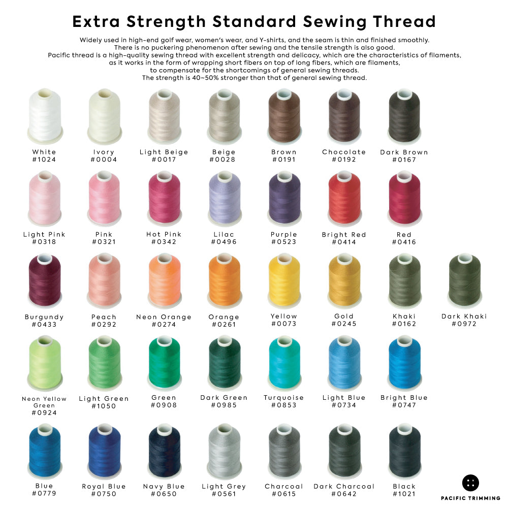 Extra Strength Standard Sewing Thread Multiple Colors Color Chart