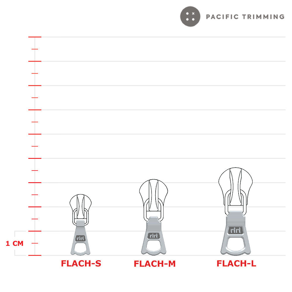 riri Flach Puller with Universal Body Slider for Plastic Teeth Zipper (Decor E, Aquazip) Size