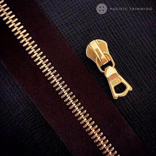 Riri Flach Zipper Pull, Antique Brass, Multiple Sizes