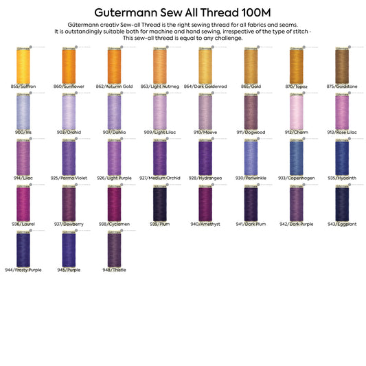 Gutermann Sew All Thread 100M #855 to #943