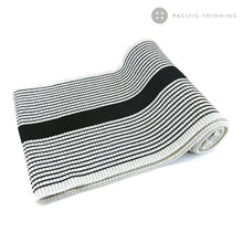 Load image into Gallery viewer, Oatmeal &amp; Black Heavy Weight Striped Rib Knit
