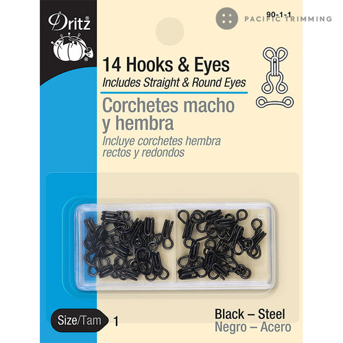 Dritz Hooks & Eyes Black Size 1