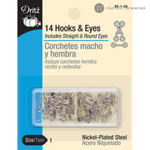 Load image into Gallery viewer, Dritz 14 Hooks &amp; Eyes Nickel Size 1
